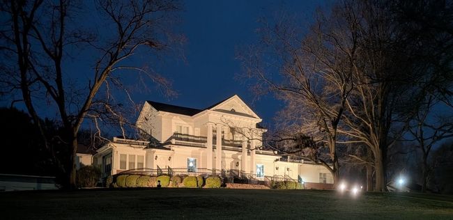 Exterior view of Murphy Funeral Home at night in Martin, TN