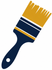 Blue paint brush covering a white house, indicating painting services.