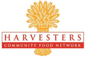 A logo for the harvesters community food network