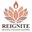 Logo: Lotus flower in shades of peach and brown, with flame on top; text