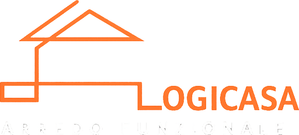 Logo con il contorno di una casa arancione con la parola LOGICASA in testo arancione.