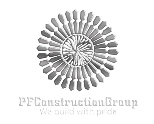 PF Construction Group logo: Circular design with radiating shapes and company name below.