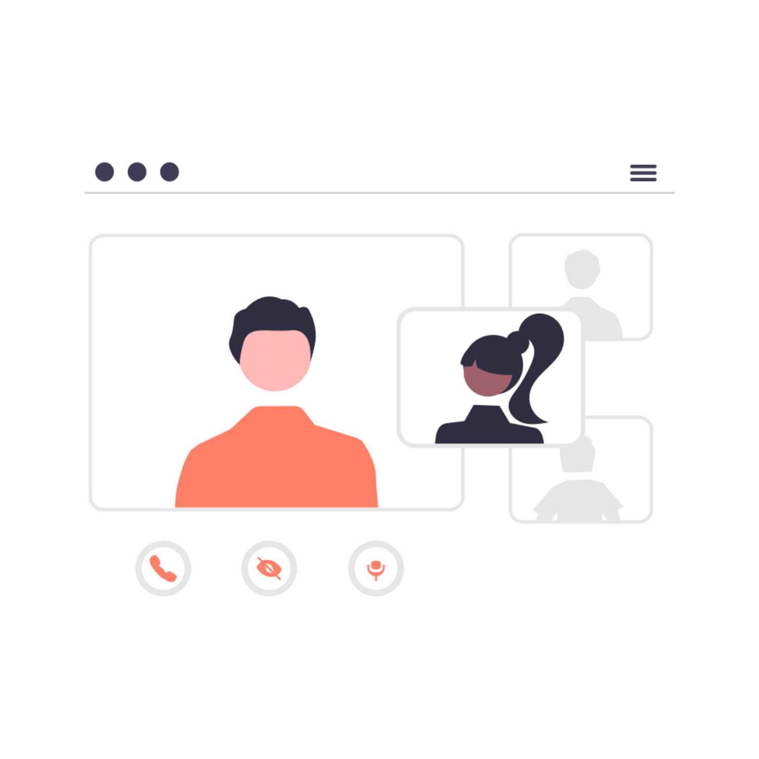 Un homme et une femme passent un appel vidéo sur un écran d'ordinateur. Illustration orange.