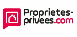 Le logo de proprietes-privees.com a une maison dans une bulle de dialogue.