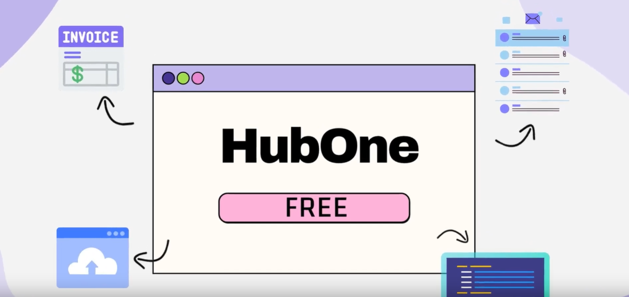 A computer screen with the words hubone free on it.