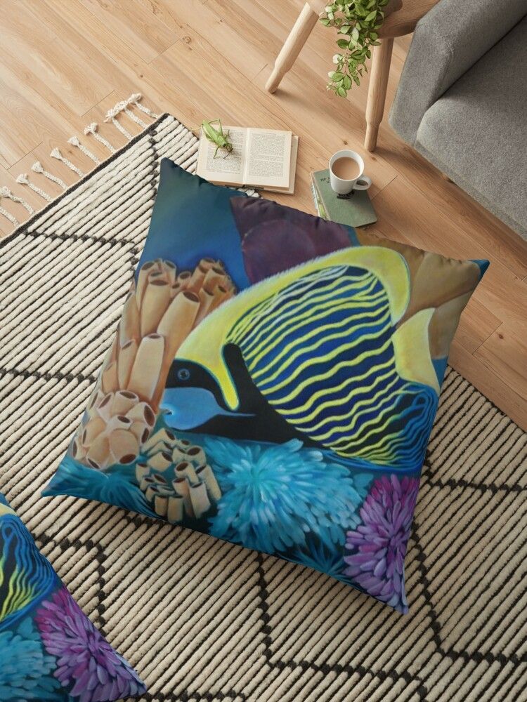 Coral Emperor Fish with  Giant Floor Pillow Cover