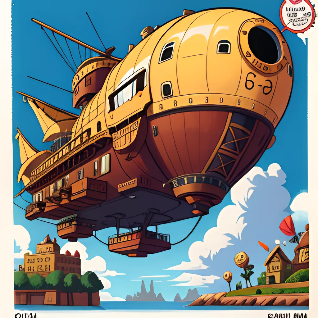 A cartoon drawing of a ship with the number 6 on it