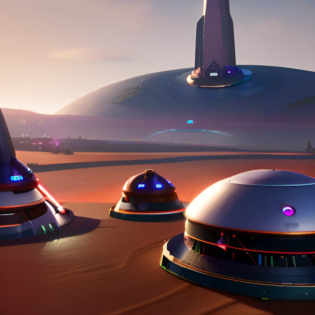 A bunch of futuristic looking objects are sitting on the ground