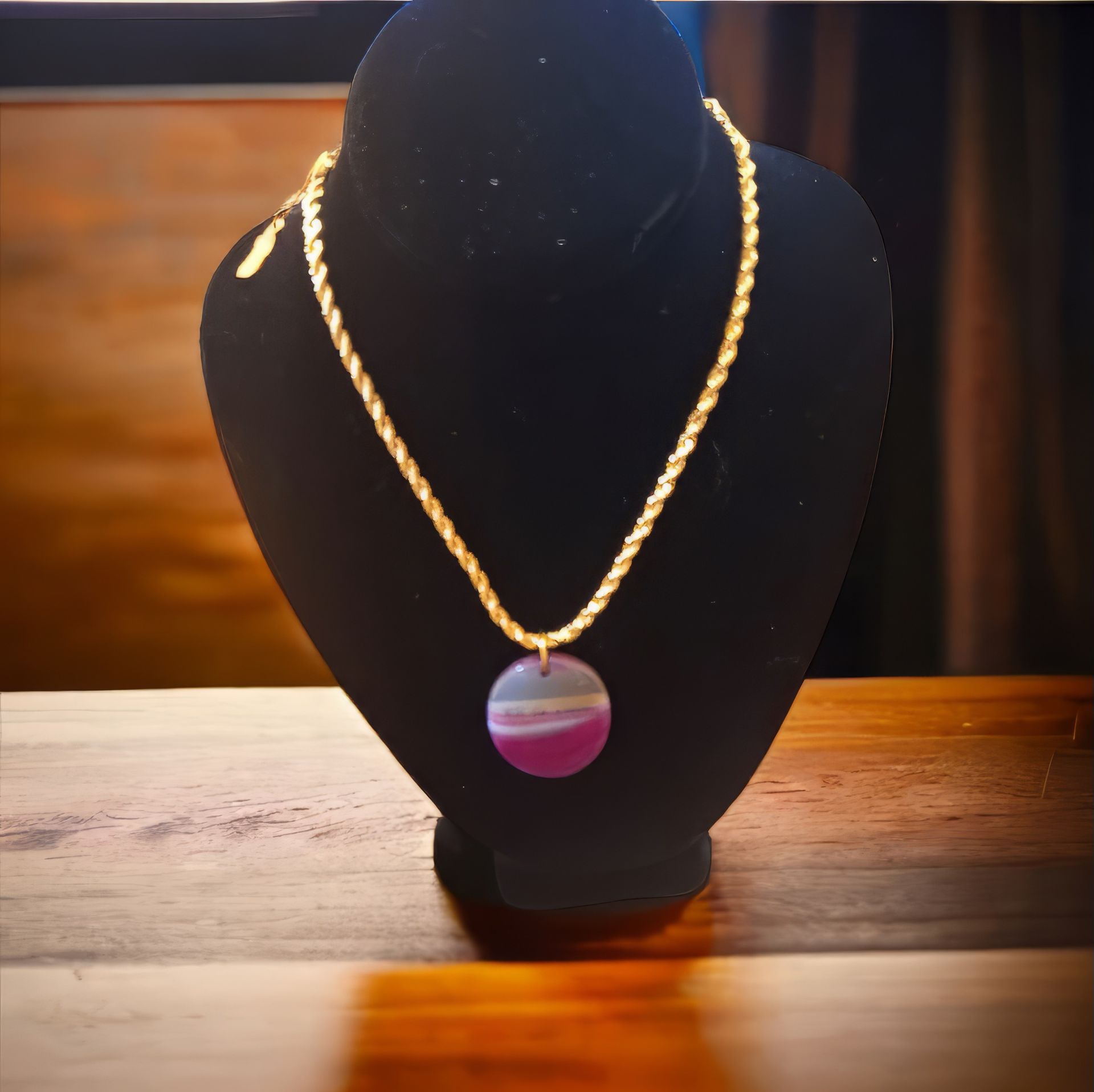 A photo of a necklace made by Mitzie Shaver