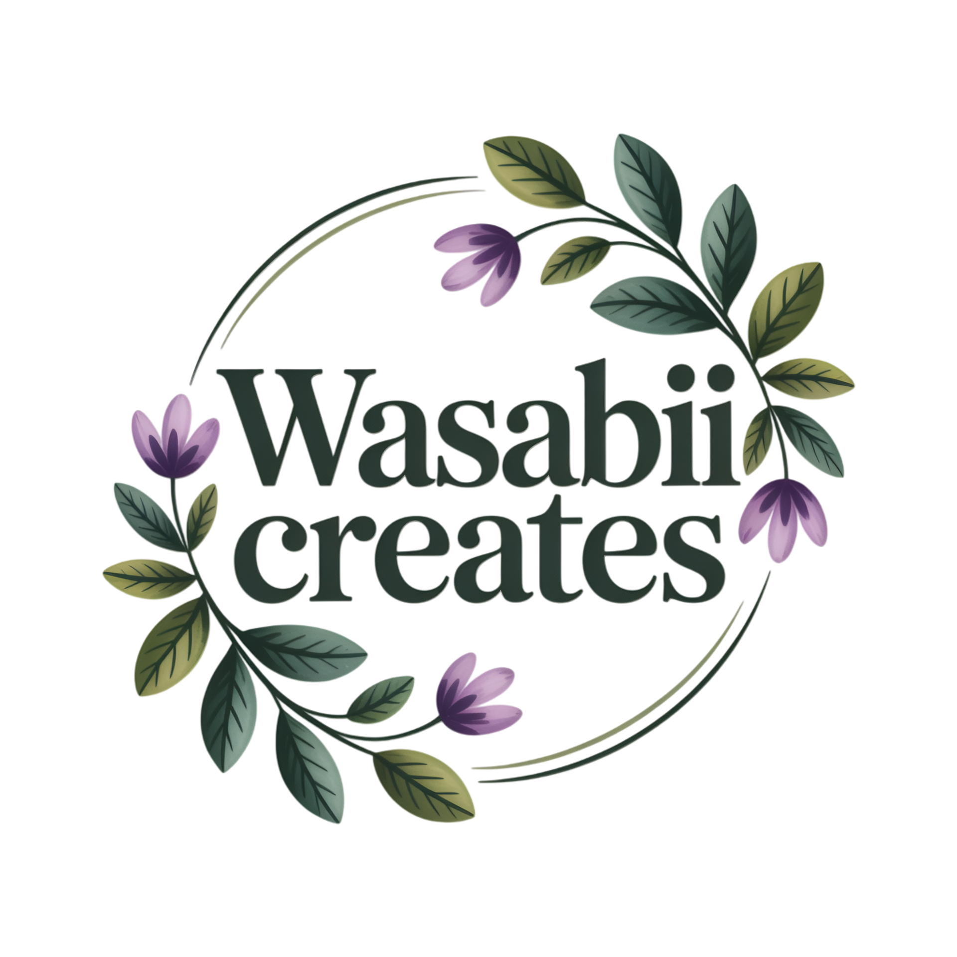 A logo for a company called wasabi creates with leaves and flowers.