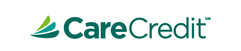 CareCredit logo: green text, abstract green leaves, white background.