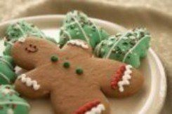 Gingerbread man and Christmas on a plate - custom cookies - Oak Park Bakery in Oak Park, IL