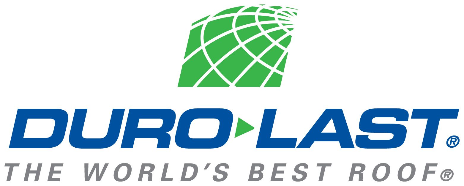 Logo of Duro-Last roofing company in blue and green.