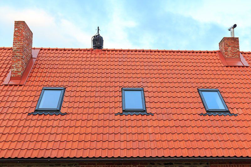 Skylight on a tiled roof