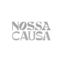 O logotipo da nossa causa é um logotipo cinza sobre fundo branco.