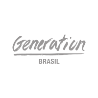 Um logotipo preto e branco para geração brasil sobre fundo branco.