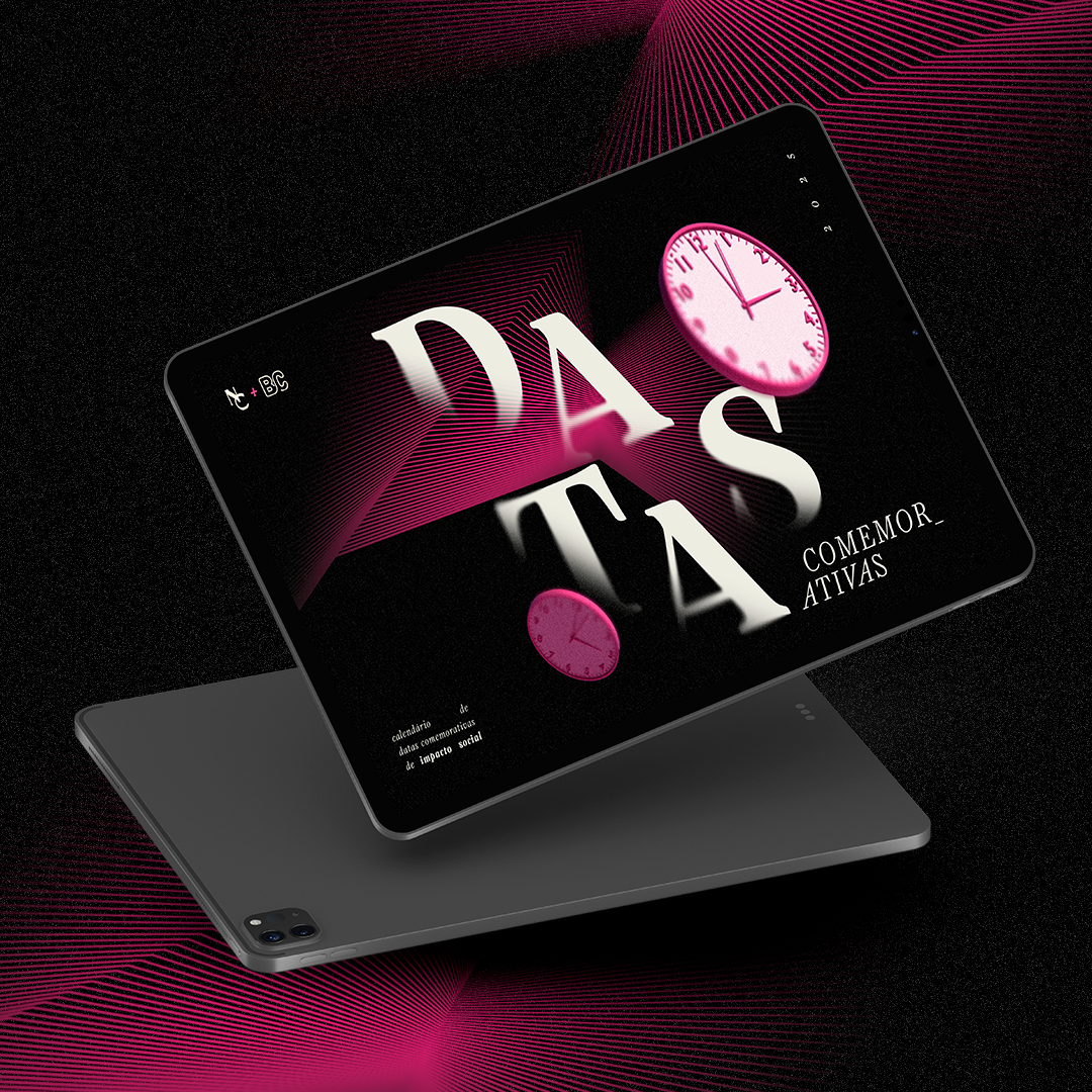 Um tablet com as palavras datas comemor ativa