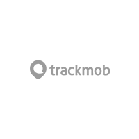 Um logotipo em preto e branco para uma empresa chamada trackmob.