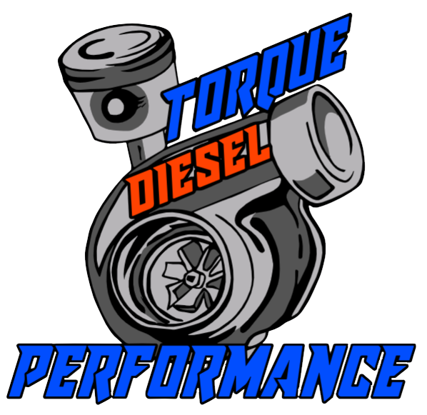 A logo for torque diesel performance with a turbo