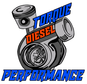 A logo for torque diesel performance with a turbo