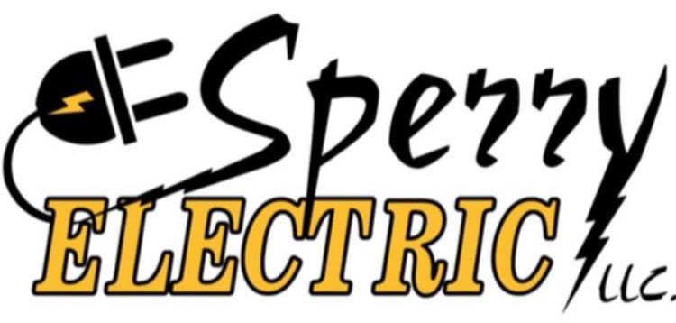 Logo for Sperry Electric Inc., featuring a black plug with a yellow lightning bolt, and company name in black and gold.