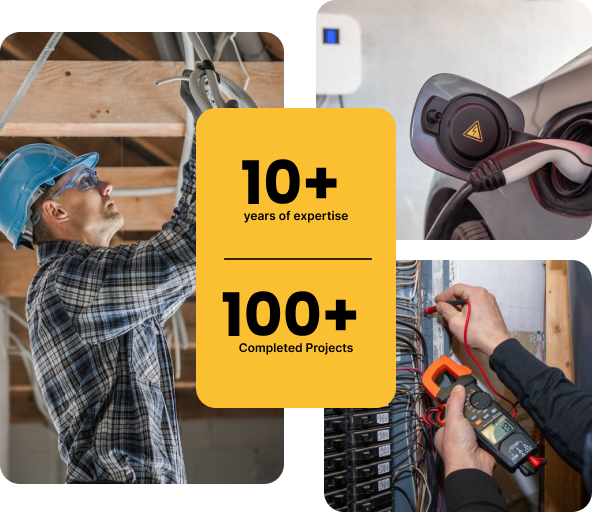 Electricians working on projects with 