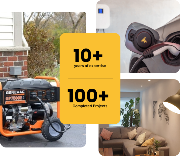 Generator, EV charging, and interior with text: