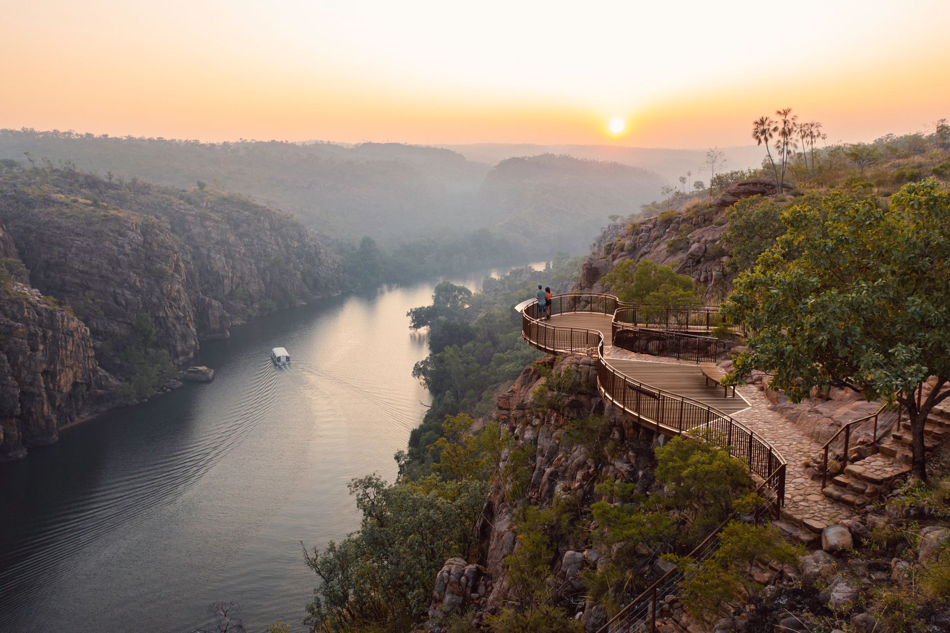 An Aerial View of a River Flowing Through a Canyon  — NT Driver Guide - Escorted Touring & Transfers in Darwin City, NT