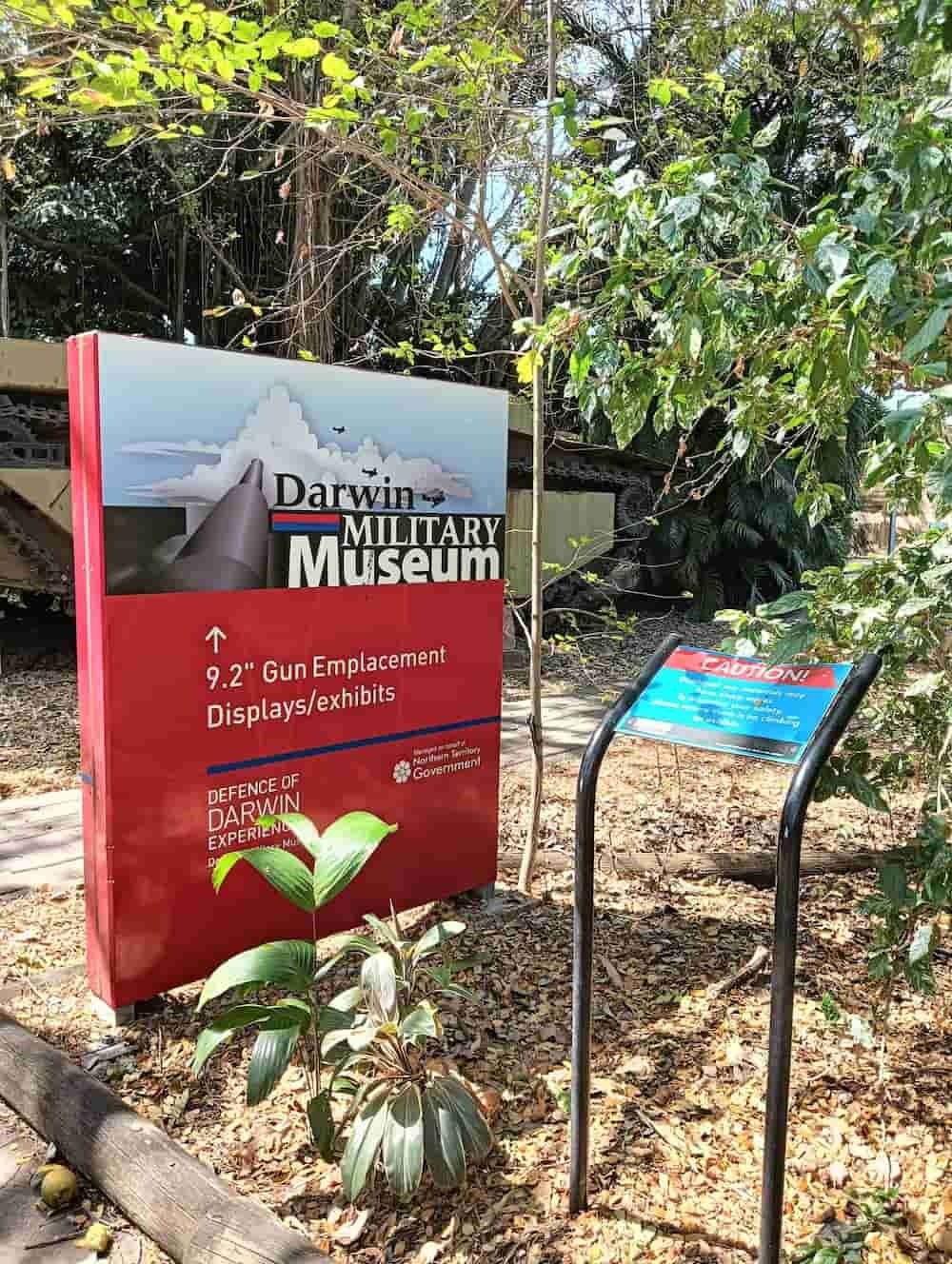 A Red Sign for the Darwin Military Museum — NT Driver Guide - Escorted Touring & Transfers in Darwin City, NT