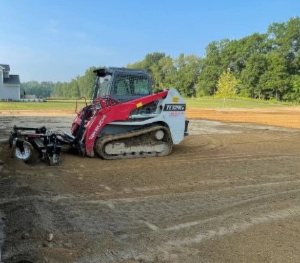Dozer during clearing forest for construction new road