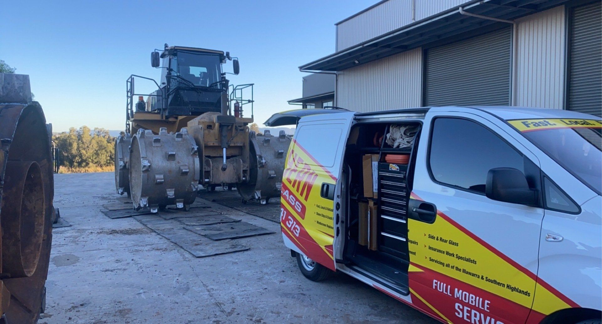 replacing the windscreen of a construction vehicle cab