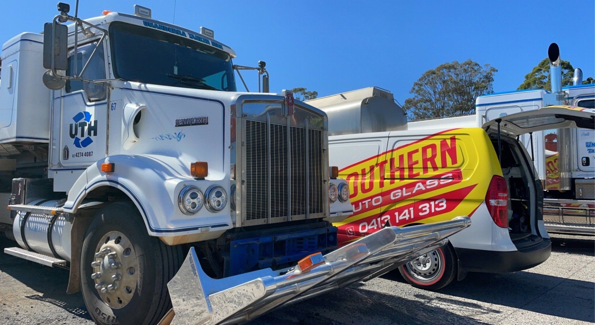Southern Auto Glass mobile van responding to truck windscreen replacement