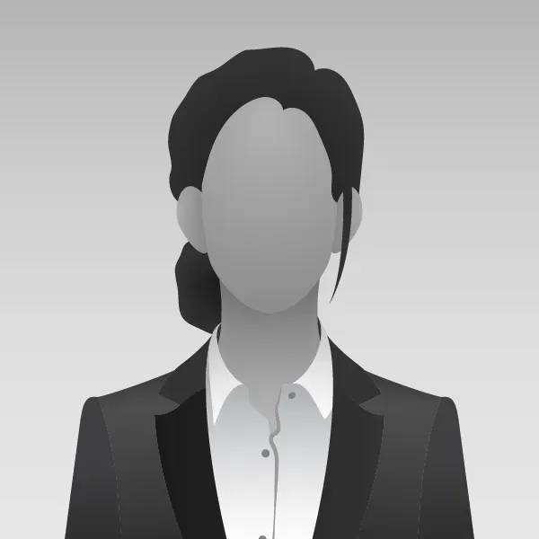 Anonymous business portrait silhouette in a dark blazer and white shirt on a gray background