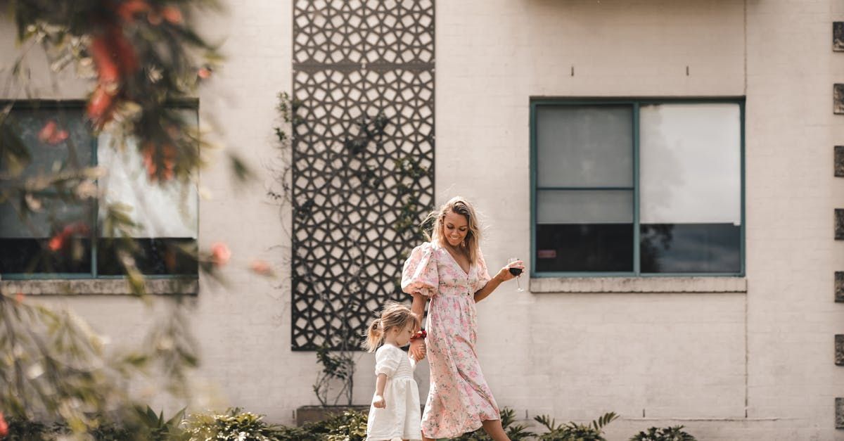 Mother and Daugther Walking Outside