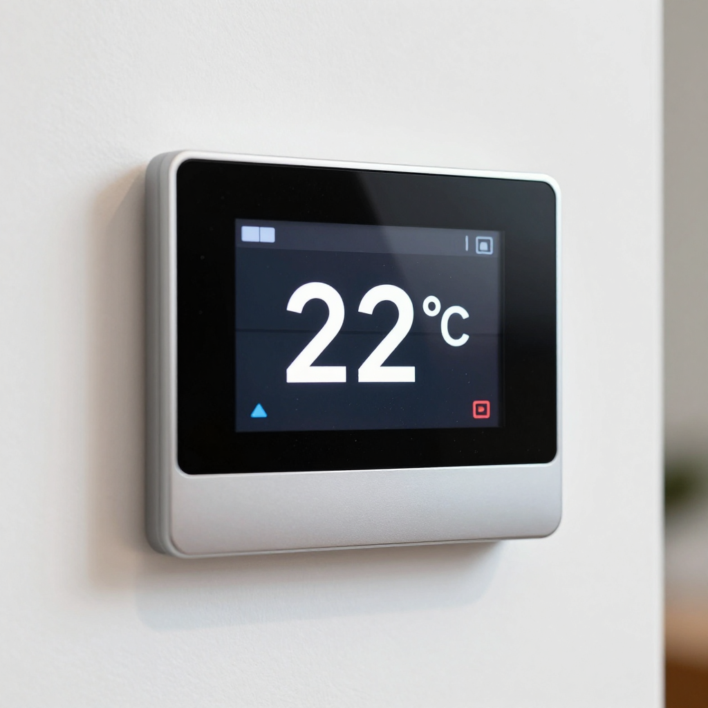 air conditioning thermostat set at 22 degrees