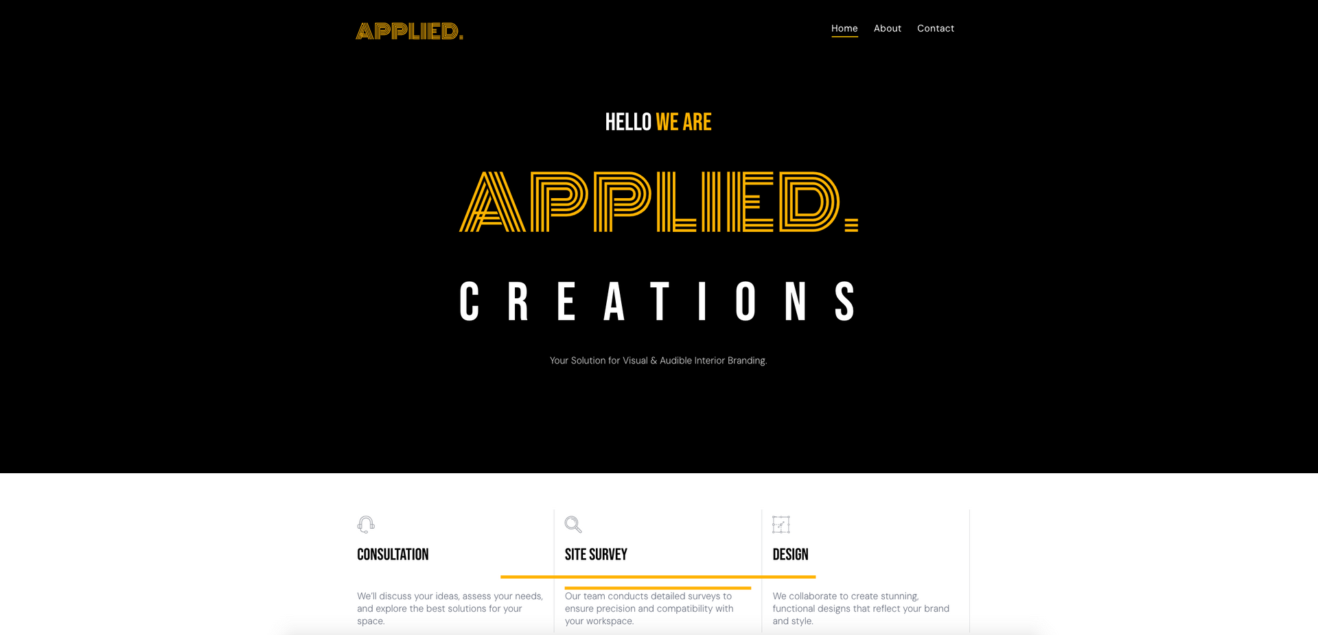 Website design for Applied Creations Bristol