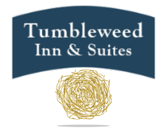 A blue sign that says tumbleweed inn & suites