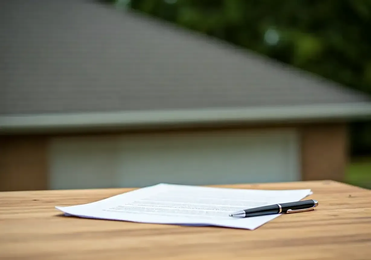 Contractor lien waiver form with pen on table for construction project