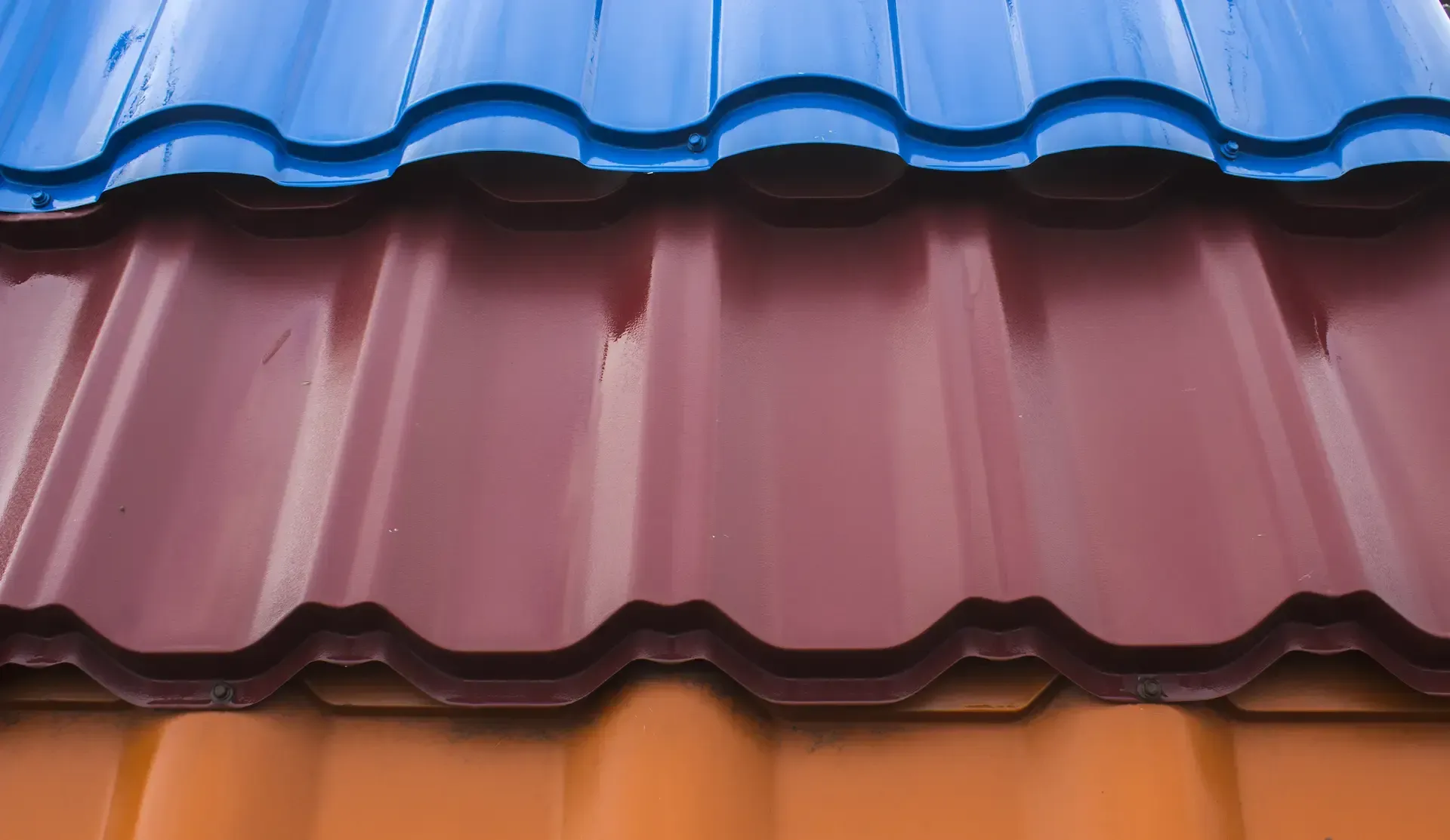 Multicolored metal decking, a sample of the product advertising