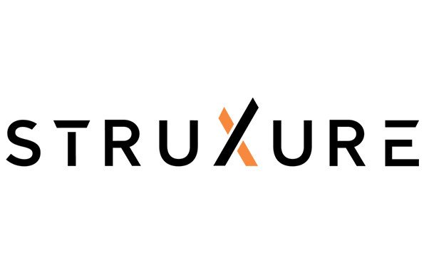 The logo for struxure is black and orange on a white background.