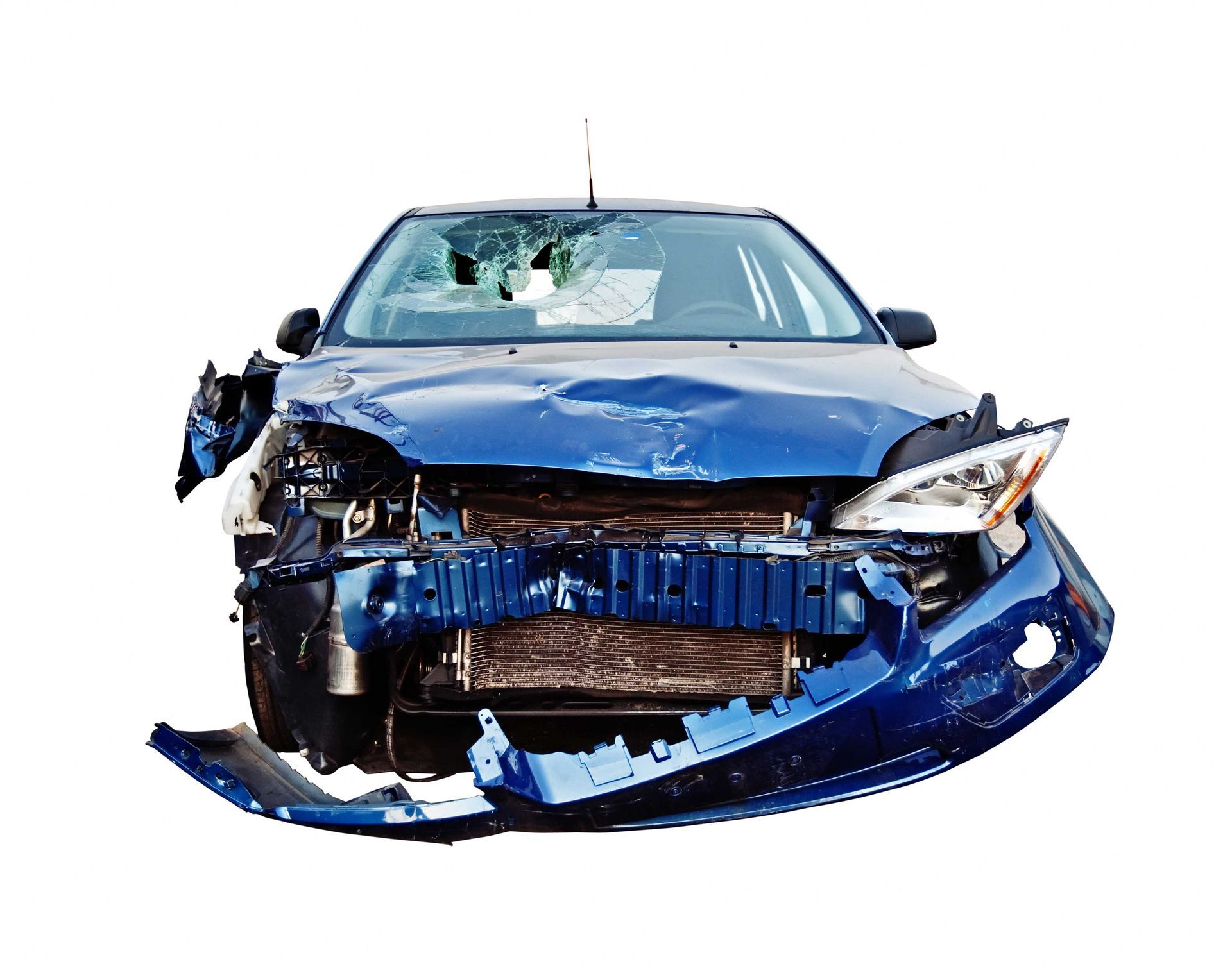 Blue Damaged Car — Pittsburgh PA — Ray Donch Body Werks and Auto Repairs