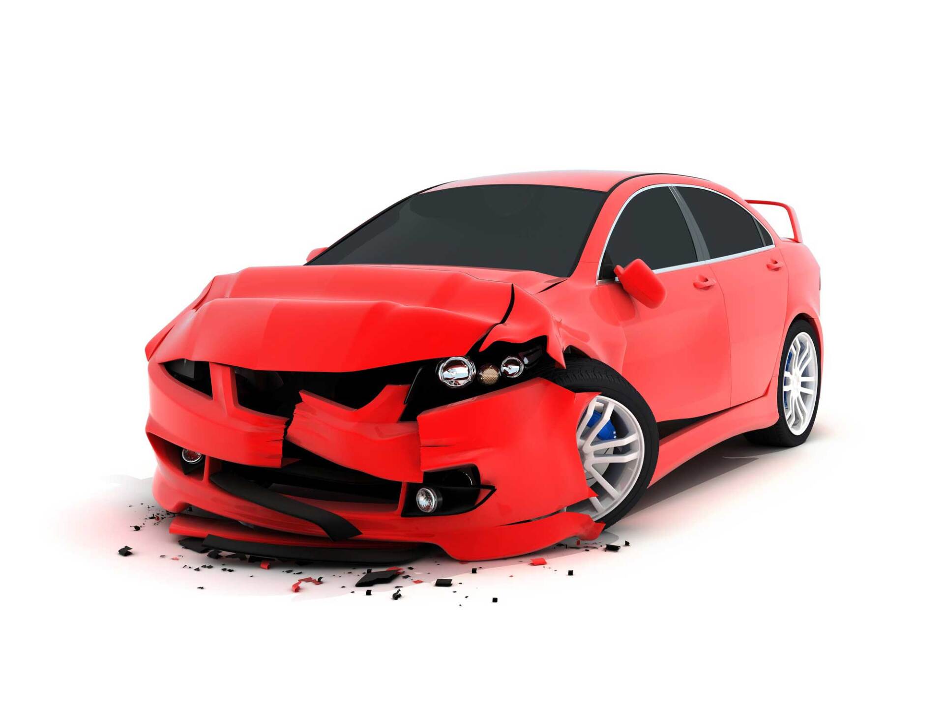 Red Crashed Car — Pittsburgh PA — Ray Donch Body Werks and Auto Repairs
