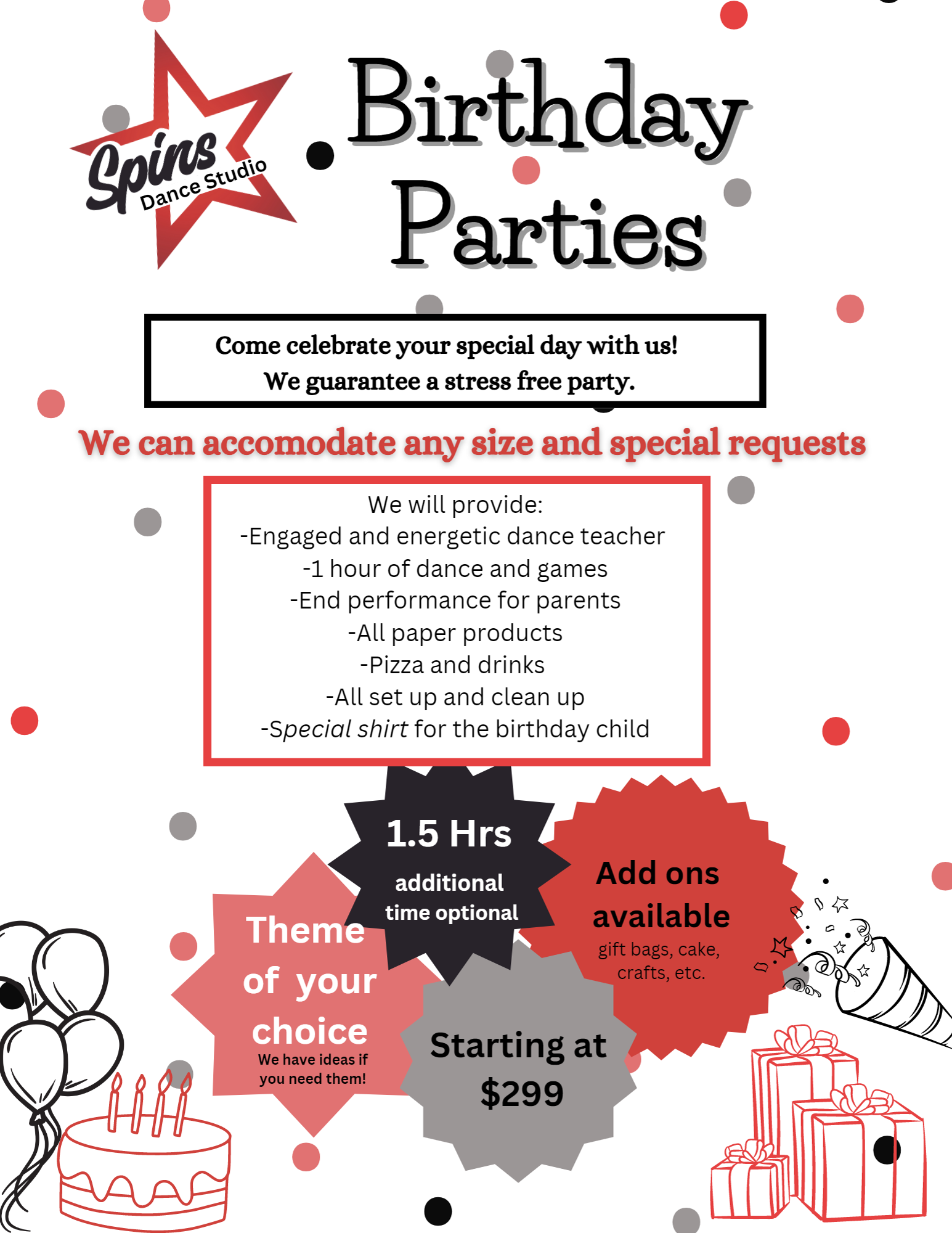 Birthday Parties — Rochester, NY — Spins Dance Studio Inc.