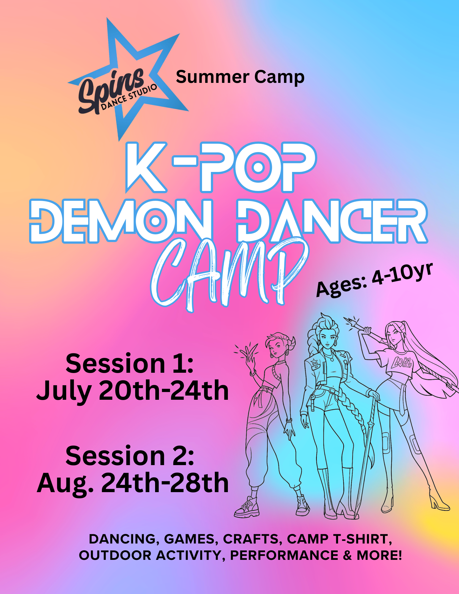 Summer camp flyer for K-Pop 