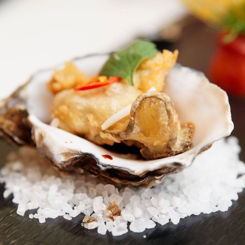 Tempura Oysters on Nori Roll with Wasabi Pickle recipe
