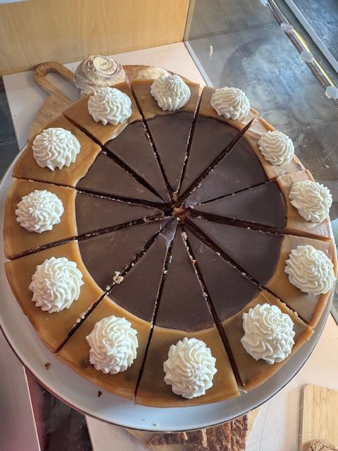 Christmas cookies on a green plate: gingerbread man, snowmen, trees, star, snowflake, hearts.