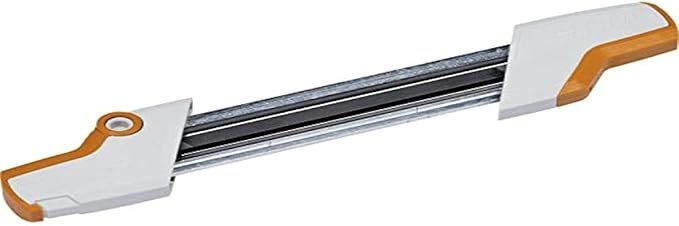 A close up of a pencil sharpener on a white background.