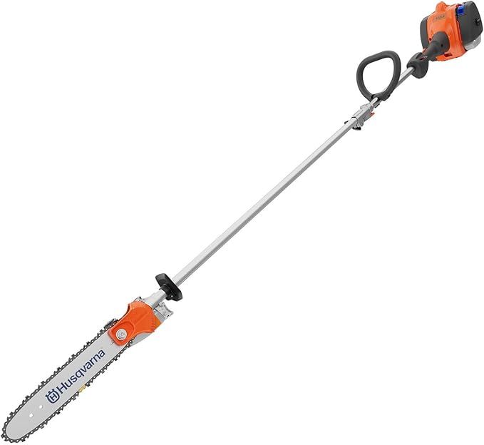 A husqvarna pole saw with a chainsaw attached to it.