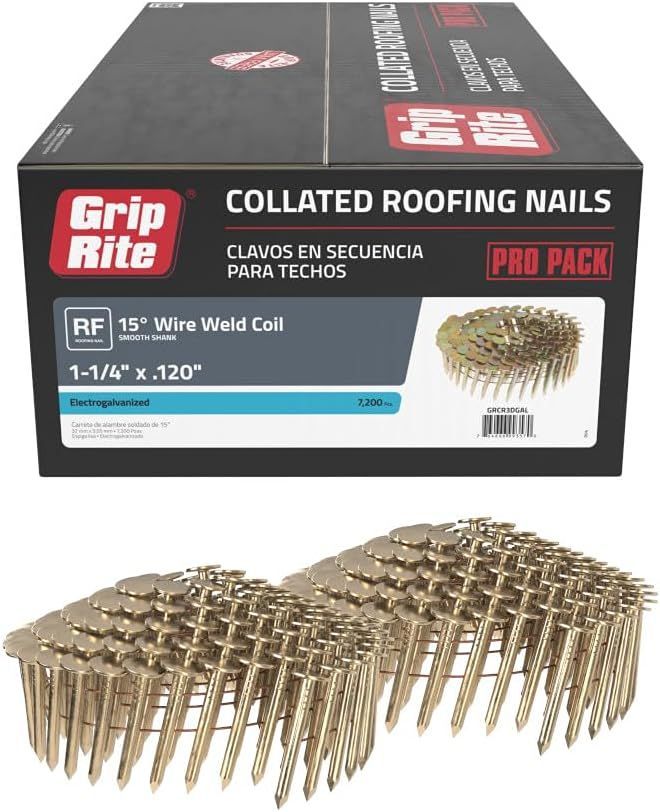 A box of grip rite collated roofing nails