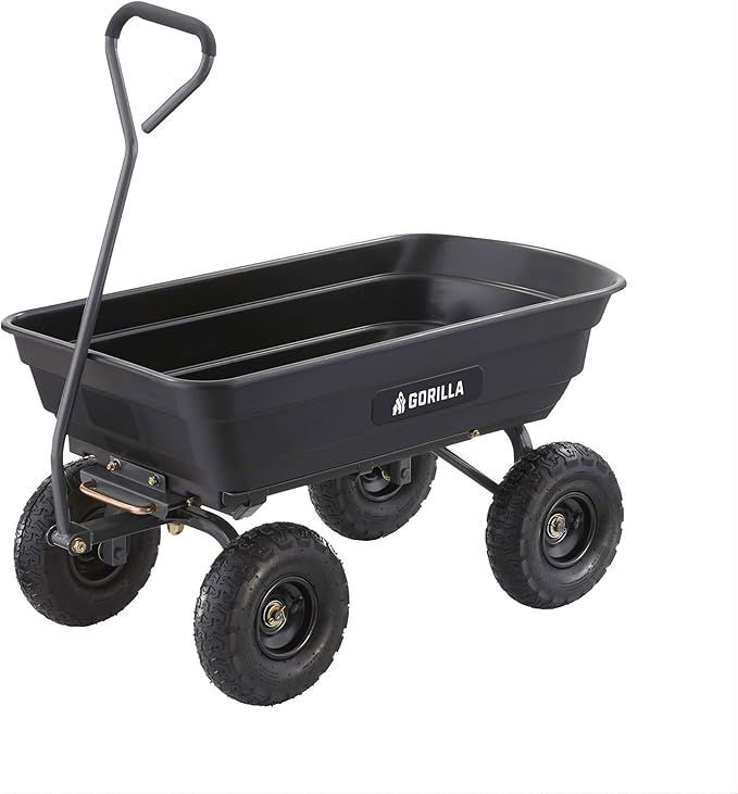 A black wheelbarrow with a handle on a white background.